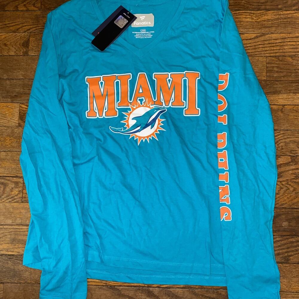 NWT Women's Size L Fanatics Miami Dolphins Long Sleeve T-Shirt